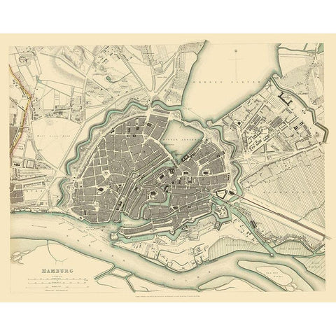 Hamburg Germany - Chapman 1837 White Modern Wood Framed Art Print by Chapman