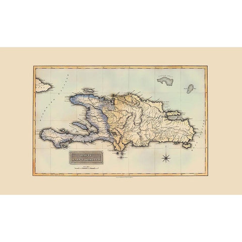 Caribbean Haiti Dominican Republic - Lucas 1823 Black Modern Wood Framed Art Print by Lucas