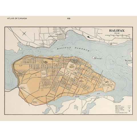 Halifax Canada - Chalifour 1915 Black Modern Wood Framed Art Print with Double Matting by Chalifour