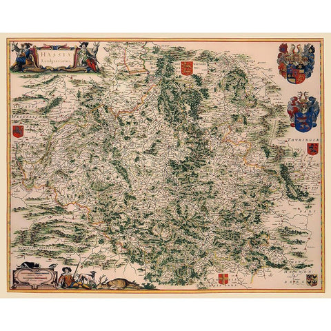Hesse Kassel Region Germany - Blaeu 1662 Black Modern Wood Framed Art Print by Blaeu