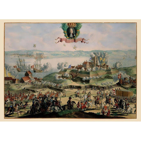 Scandanavia Helsingborg Sweden Siege Panoramic Black Modern Wood Framed Art Print by De Hooghe