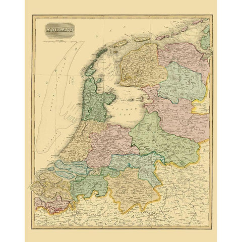 Holland Netherlands - Thomson 1814 White Modern Wood Framed Art Print by Thomson