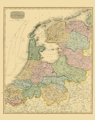 Holland Netherlands - Thomson 1814 White Modern Wood Framed Art Print with Double Matting by Thomson