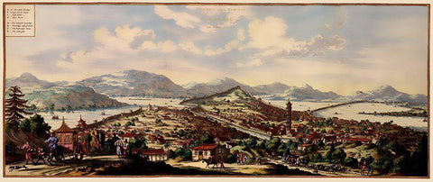China Hong Kong Picture - Van Meurs 1670 Black Ornate Wood Framed Art Print with Double Matting by Van Meurs