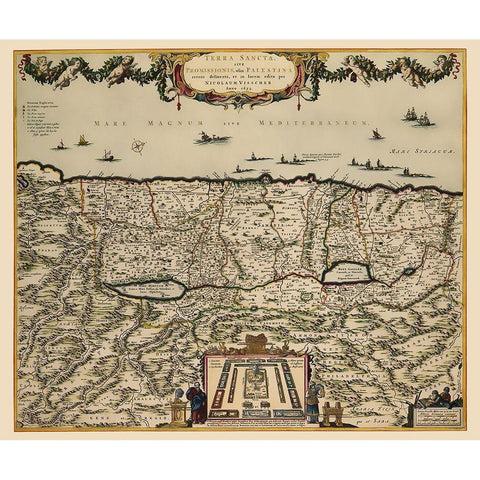 Holy Land Israel - Visscher 1659 White Modern Wood Framed Art Print by Visscher