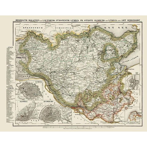 Holstein Lauenburg Lubeck Hamburg Germany Gold Ornate Wood Framed Art Print with Double Matting by Meyer