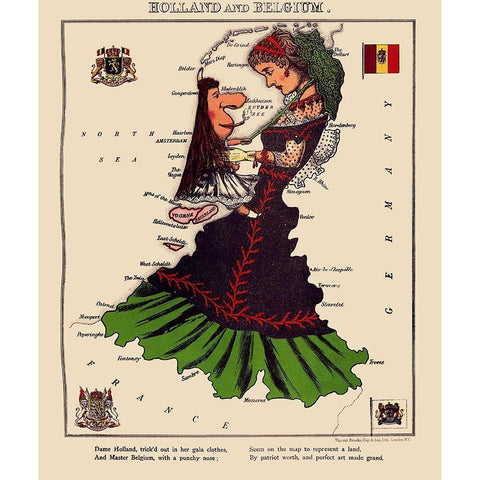 Benelux Holland Belgium - Lancaster 1869 Black Modern Wood Framed Art Print with Double Matting by Lancaster