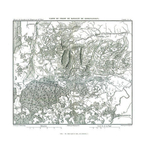 Battle of Hohenlinden, Field Plan - Thiers 1866 White Modern Wood Framed Art Print by Unknown