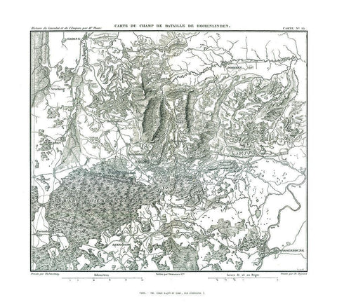 Battle of Hohenlinden, Field Plan - Thiers 1866 White Modern Wood Framed Art Print with Double Matting by Unknown