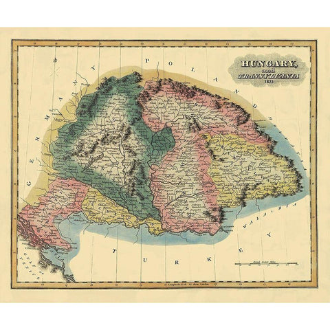 Eastern Europe Hungary - Lucas 1823 White Modern Wood Framed Art Print by Lucas