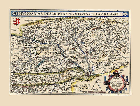 Eastern Europe Hungary - Ortelius 1574 White Modern Wood Framed Art Print with Double Matting by Ortelius
