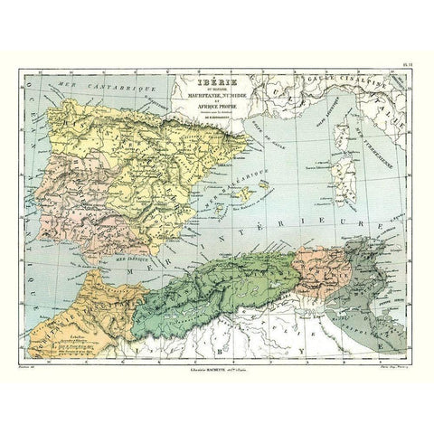Iberian Peninsula Spain Africa - Cortambert 1880 White Modern Wood Framed Art Print by Cortambert