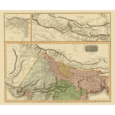 Northern Hindostan British India - Thomson 1817 White Modern Wood Framed Art Print by Thomson