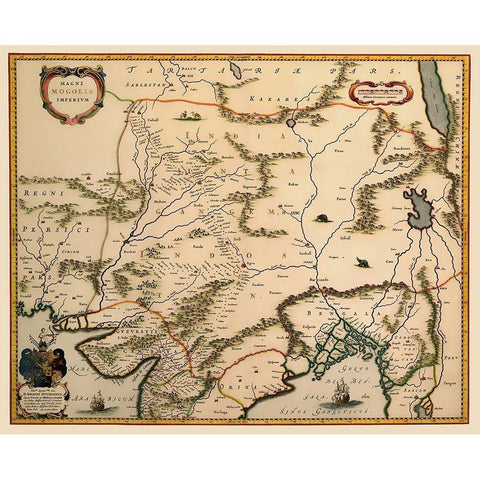 Central Asia - Blaeu 1638 White Modern Wood Framed Art Print by Blaeu