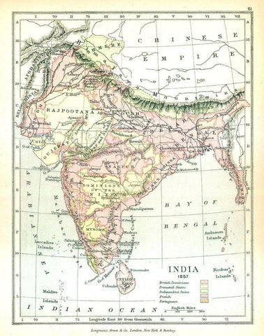 India 1857 - Gardiner 1902 White Modern Wood Framed Art Print with Double Matting by Gardiner