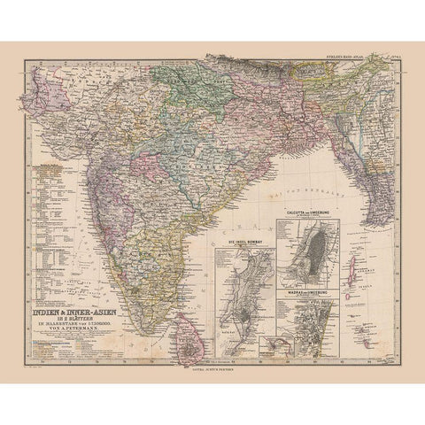 India - Stieler 1885 White Modern Wood Framed Art Print by Stieler
