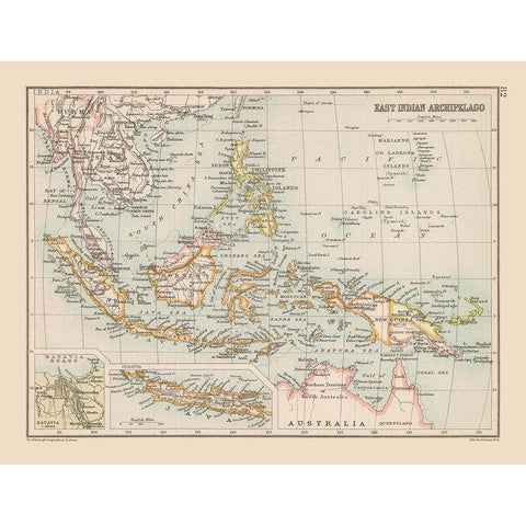 Asia Indonesia - Bartholomew 1892 Black Modern Wood Framed Art Print with Double Matting by Bartholomew