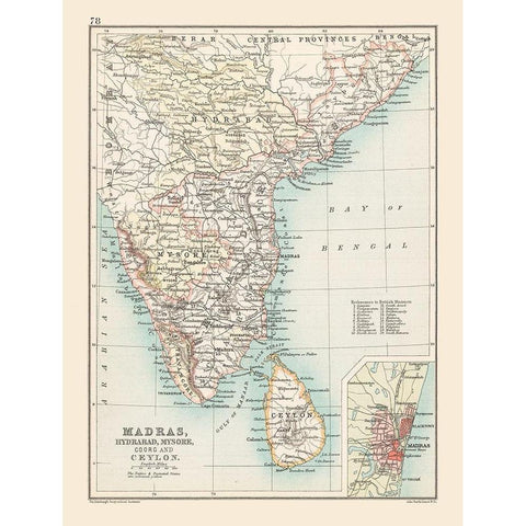 Southern India - Bartholomew 1892 Black Modern Wood Framed Art Print with Double Matting by Bartholomew