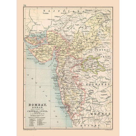 West Coast India - Bartholomew 1892 White Modern Wood Framed Art Print by Bartholomew