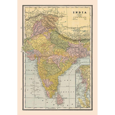 India - Cram 1888 White Modern Wood Framed Art Print by Cram