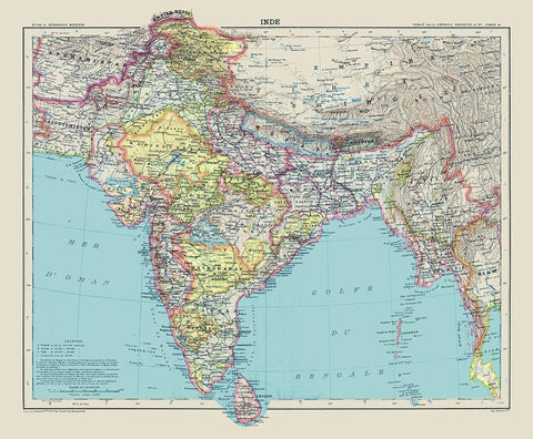 Asia India Sri Lanka Indonesia - Schrader 1908 Black Ornate Wood Framed Art Print with Double Matting by Schrader