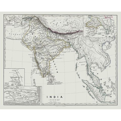 Asia India - Spruner 1865 White Modern Wood Framed Art Print by Spruner