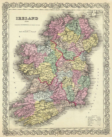 Ireland - Colton 1856 White Modern Wood Framed Art Print with Double Matting by Colton