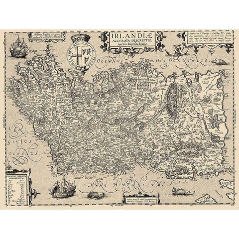 Ireland - Ortelius 1606 White Modern Wood Framed Art Print by Ortelius