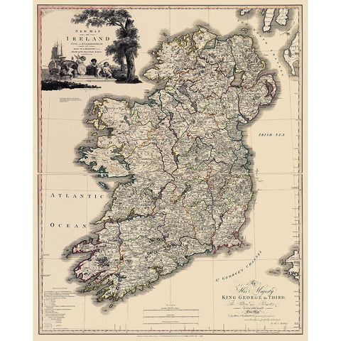 Kildare County Ireland - Beaufort 1882 Black Modern Wood Framed Art Print with Double Matting by Beaufort