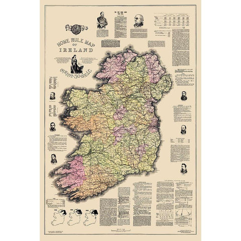Home Rule Ireland - Ballance 1893 Gold Ornate Wood Framed Art Print with Double Matting by Ballance