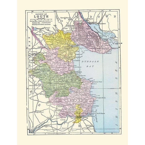 Louth County Ireland - Bartholomew 1882 White Modern Wood Framed Art Print by Bartholomew