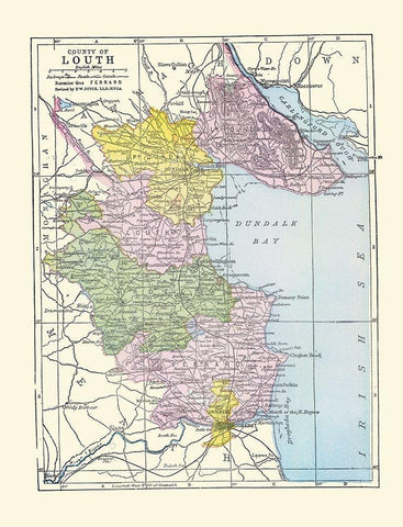 Louth County Ireland - Bartholomew 1882 White Modern Wood Framed Art Print with Double Matting by Bartholomew