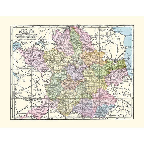 Meath County Ireland - Bartholomew 1882 White Modern Wood Framed Art Print by Bartholomew