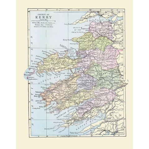 Kerry County Ireland - Bartholomew 1882 Gold Ornate Wood Framed Art Print with Double Matting by Bartholomew