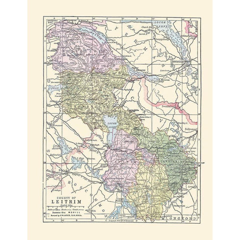 Leitrim County Ireland - Bartholomew 1882 White Modern Wood Framed Art Print by Bartholomew