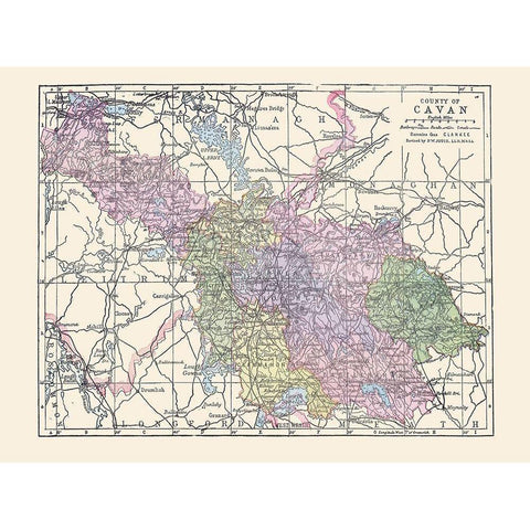 Cavan County Ireland - Bartholomew 1882 White Modern Wood Framed Art Print by Bartholomew