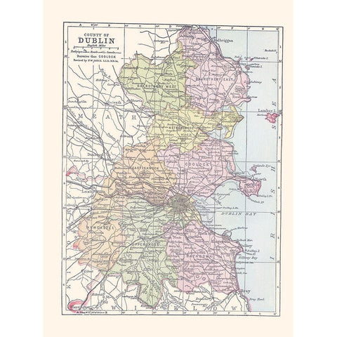 Dublin County Ireland - Bartholomew 1882 White Modern Wood Framed Art Print by Bartholomew