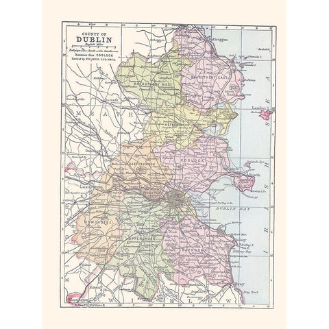 Dublin County Ireland - Bartholomew 1882 Black Modern Wood Framed Art Print with Double Matting by Bartholomew