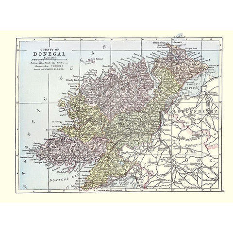 Donegal County Ireland - Bartholomew 1882 Black Modern Wood Framed Art Print with Double Matting by Bartholomew