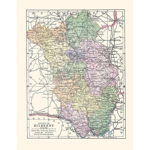 Kilkenny County Ireland - Bartholomew 1882 White Modern Wood Framed Art Print by Bartholomew