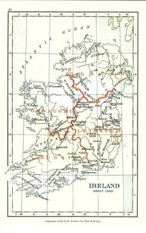 Ireland 1500 - Gardiner 1902 White Modern Wood Framed Art Print with Double Matting by Gardiner