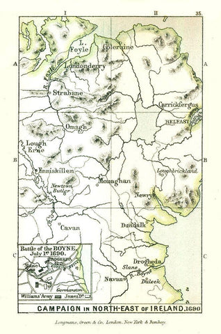 Campaign Ireland 1690 - Gardiner 1902 Black Ornate Wood Framed Art Print with Double Matting by Gardiner