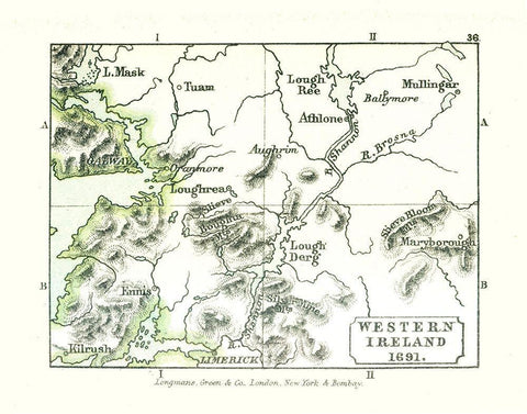 Western Ireland 1691 - Gardiner 1902 Black Ornate Wood Framed Art Print with Double Matting by Gardiner