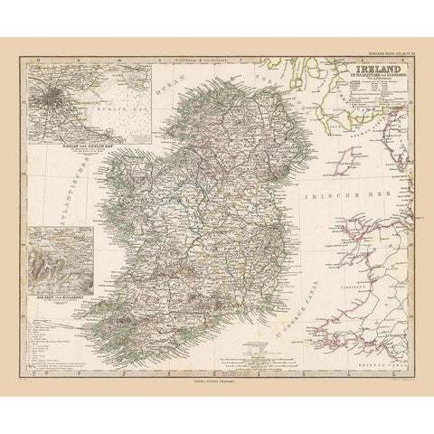 Ireland - Stieler 1885 Black Modern Wood Framed Art Print by Stieler