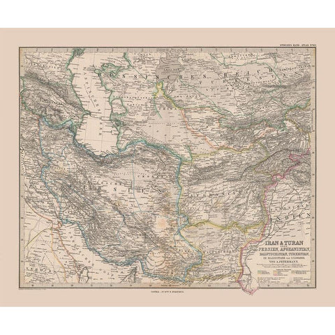 Middle East Iran Afghanistan Pakistan Black Modern Wood Framed Art Print by Stieler