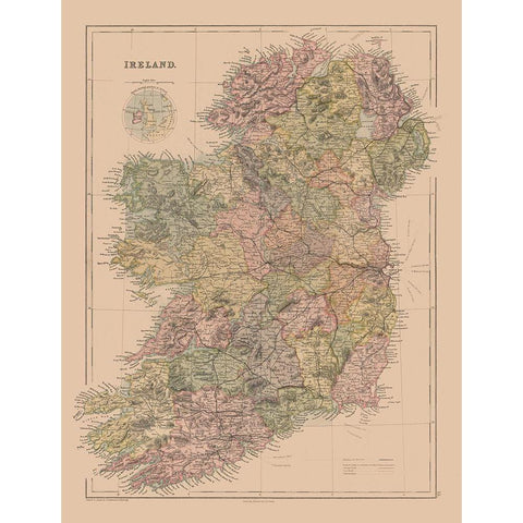 Ireland - Black 1867 White Modern Wood Framed Art Print by Black