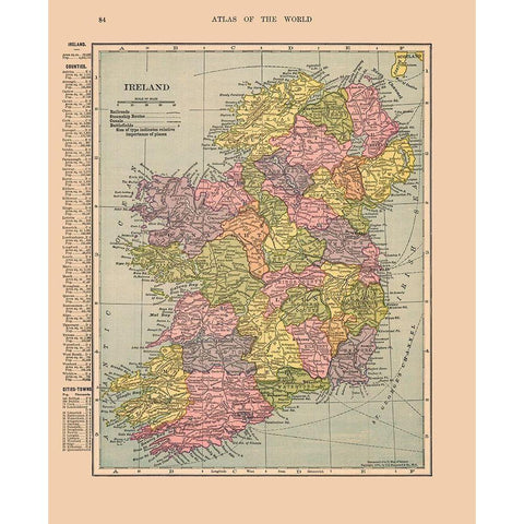 Ireland - Hammond 1910 White Modern Wood Framed Art Print by Hammond