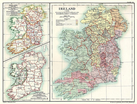 Ireland 1641 - Poole 1902 White Modern Wood Framed Art Print with Double Matting by Poole