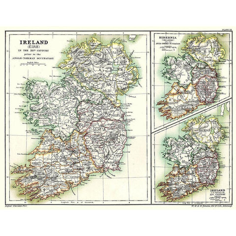 Ireland 12th Century - Poole 1902 Black Modern Wood Framed Art Print with Double Matting by Poole