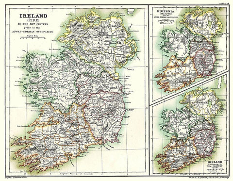 Ireland 12th Century - Poole 1902 Black Ornate Wood Framed Art Print with Double Matting by Poole